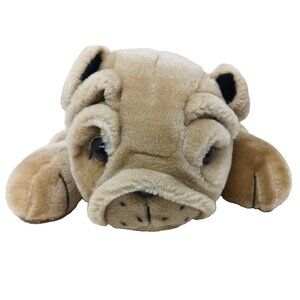 Pug Dog Plush Stuffed Animal Solid Tan Laying Down Toys 14 Inch #S1B